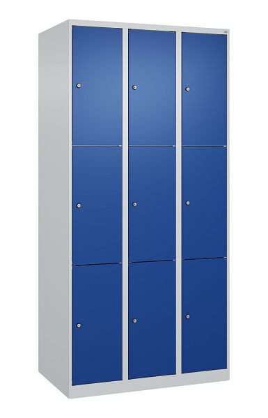 C+P Schließfachschrank Classic PLUS, 3 Abteile mit je 3 Fächern, 1850x900x500mm, 7035/5010, 080000-303 S10003