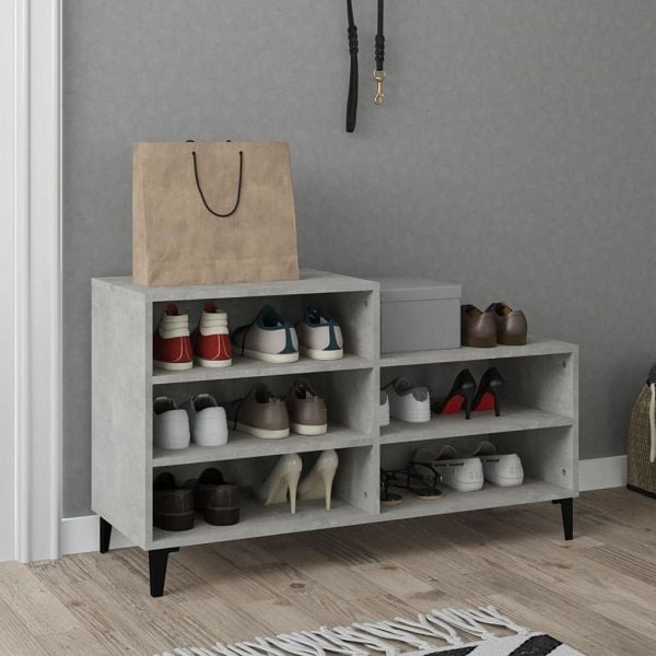 vidaXL Schuhregal Betongrau 102x36x60 cm Holzwerkstoff, 819736