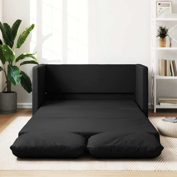 vidaXL Bodensofa mit Schlaffunktion Schwarz 112x174x55 cm Kunstleder, 353973