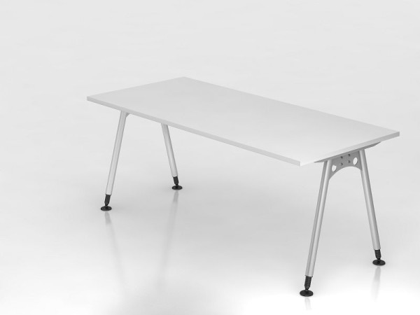 Hammerbacher Schreibtisch A-Fuß 180x80cm Weiß, Rechteckform, VAS19/W/S