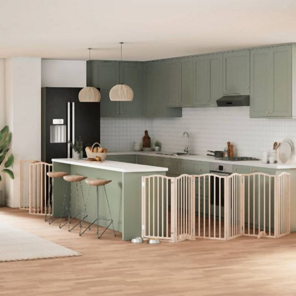 vidaXL 9-tlg. Hundetor mit Tür Faltbar 450 cm Pappelholz, 3155588