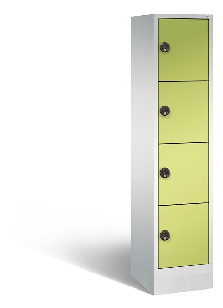 C+P Stahl-Ladeschrank Evolo, 4 Fächer, H1800xB420xT500 mm, Lichtgrau/Viridingrün, 48020-1204EB S10018