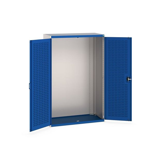 bott cubio Flügeltürschrank, mit Schlitzprägung in der Türrückseite, BxTxH: 1300x650x2000mm, RAL 7035/5010, Enzianblau, 40022020.11V