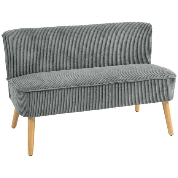 HOMCOM 2-Sitzer Polstersofa, Holz, Samtartiges Polyester, Schaumstoff, 117 x 56,5 x 77 cm, 833-524V06GY