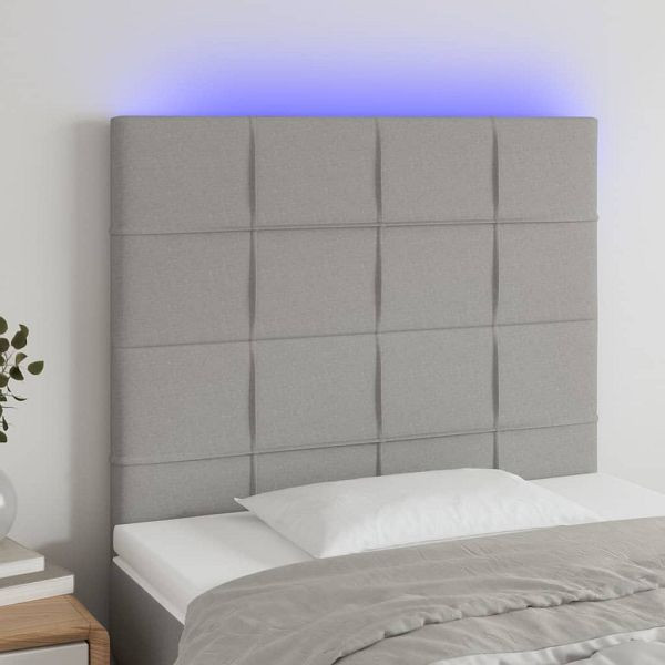 vidaXL LED Kopfteil Hellgrau 90x5x118/128 cm Stoff, 3122406
