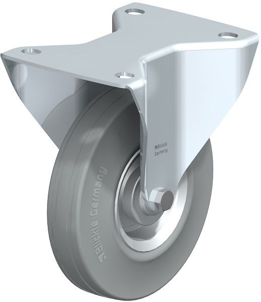 Blickle B-V 140R-SG Stahlblech-Bockrolle, mittelschwere Ausführung, mit Anschraubplatte, Vollgummi, Grau, 308734