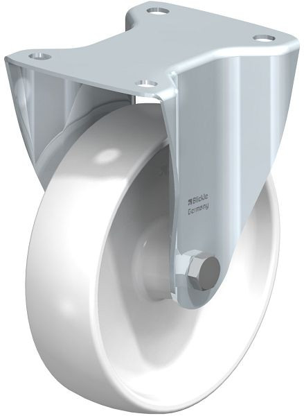Blickle B-PO 175G Stahlblech-Bockrolle mit Anschraubplatte, Polyamid, Weiß, 46839