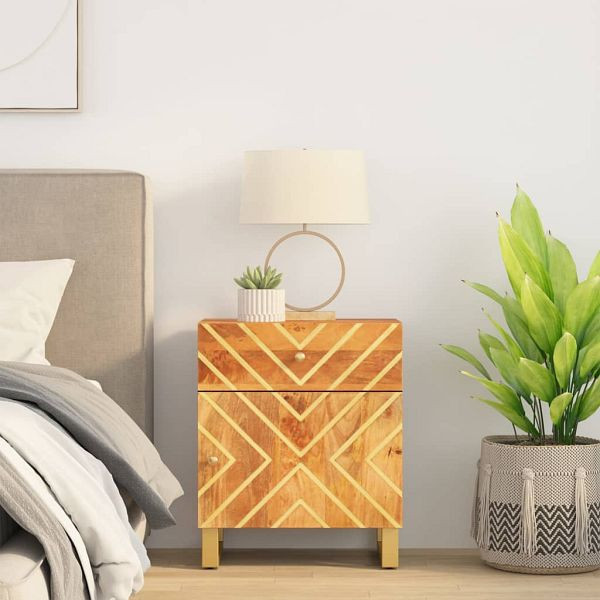 vidaXL Nachttisch Braun und Schwarz 50x33x60 cm Massivholz Mango, 356791