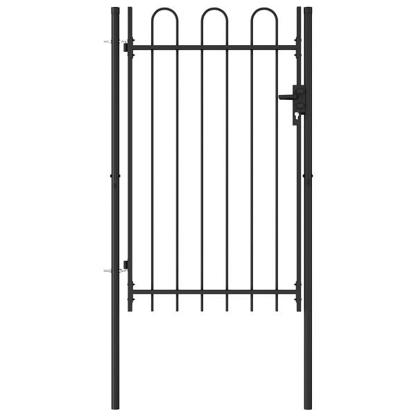 vidaXL Zauntor Einzelflügel Gewölbte Spitze Stahl 1 x 1,5 m Schwarz, 146031