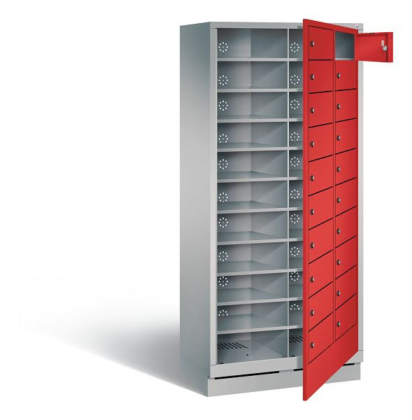 C+P Wäsche-Ausgabeschrank Evolo, H1800xB810xT500mm, Farbe: Weißaluminium / feuerrot, 48160-210 S10107