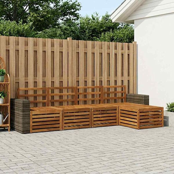 vidaXL Outdoor-Sofagarnitur 5-teilig Natur, 3384245, 8721288689849
