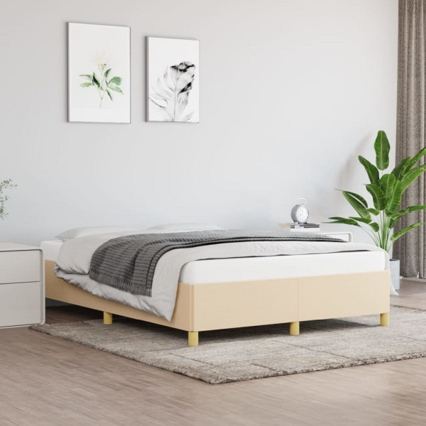 vidaXL Bettgestell Creme 140x190 cm Stoff, Polyester, 347162
