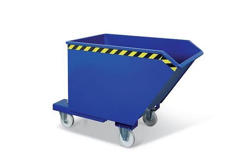 RR Industrietechnik Spänekipper aus Stahl, 300 Liter Volumen, blau, inkl. öldichter Verschweißung und Ablasshahn, 181503