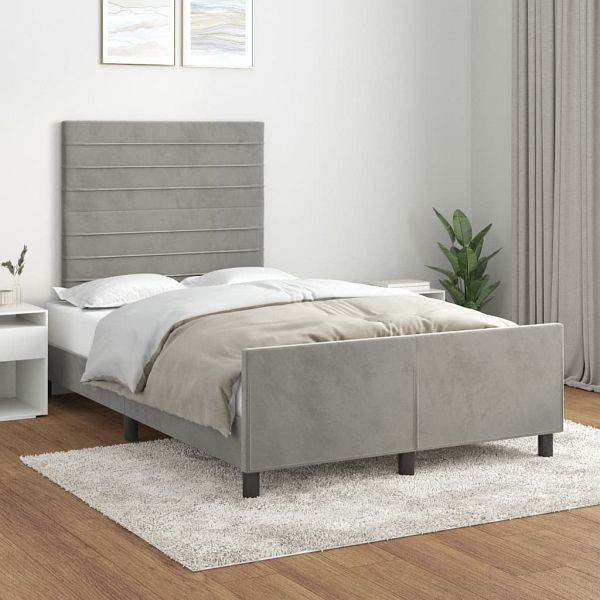 vidaXL Bettgestell mit Kopfteil Hellgrau 120x200 cm Samt, 3125806