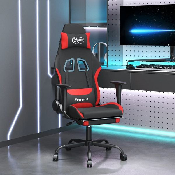 vidaXL Gaming-Stuhl mit Massage & Fußstütze Schwarz und Rot Stoff, 345489
