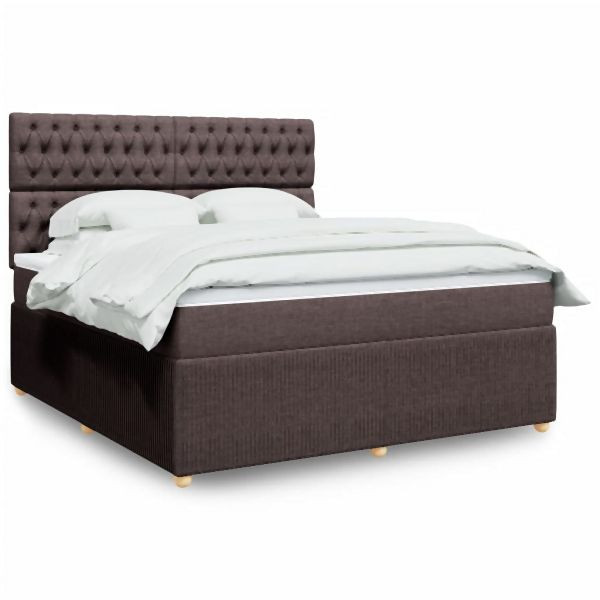 vidaXL Boxspringbett mit Matratze Dunkelbraun 180x200 cm Stoff, 3292145
