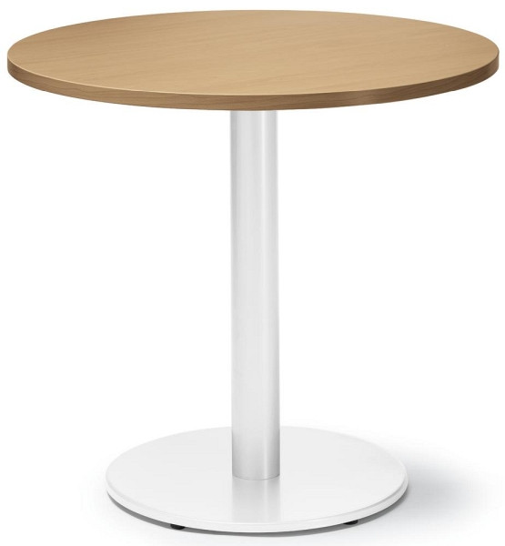 Deskin Besprechungs- und Konferenztisch MODUL, Platte Dekor Nuss, Gestell Weiß RAL 9016, Durchmesser 800 mm, Höhe 735 mm, 295364