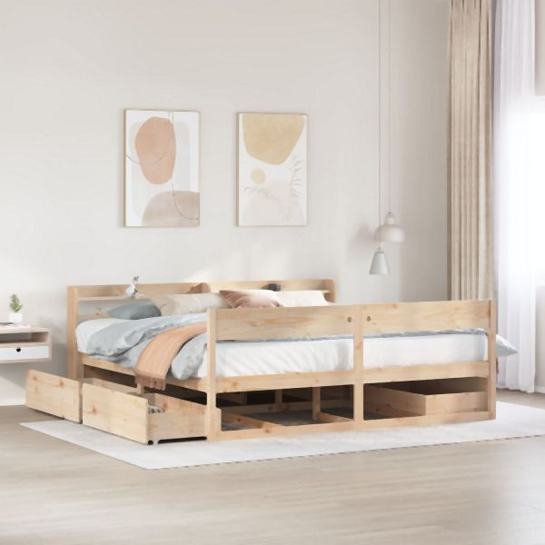 vidaXL Massivholzbett ohne Matratze 200x200 cm Kiefer, 3307110