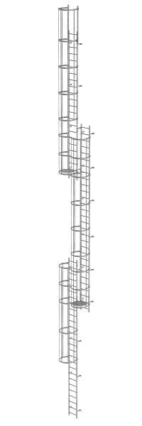Munk Günzburger Steigtechnik Mehrzügige Steigleiter mit Rückenschutz (Notleiter) Stahl verzinkt 18,84m, 520265
