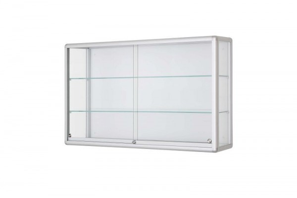 APH ELEGANZ Wandvitrine mit Schiebetüren, rollengelagert, rund, 2000 x 1000 x 250 mm, IWRR-014