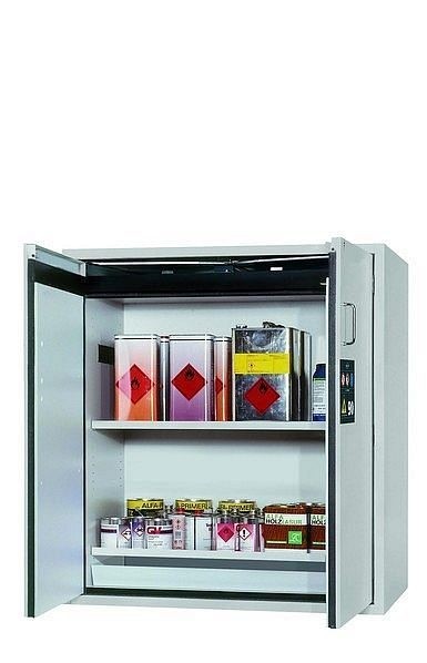 asecos Sicherheitsschrank S-PEGASUS-90, S90.129.120.WDAC in lichtgrau RAL 7035 mit 2x Fachboden (Stahlblech), 30123-001-30157