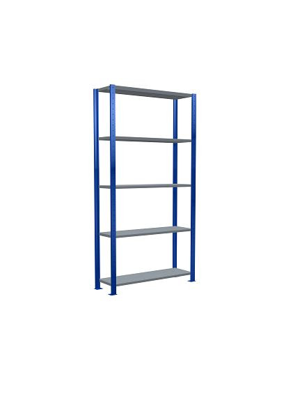Schulte Grundregal, Steckregal MULTIplus330, 2000 x 1000 x 300 mm, 5 Fachböden, Kreuzstrebe, RAL 5010 enzianblau/verzinkt, 13930-B