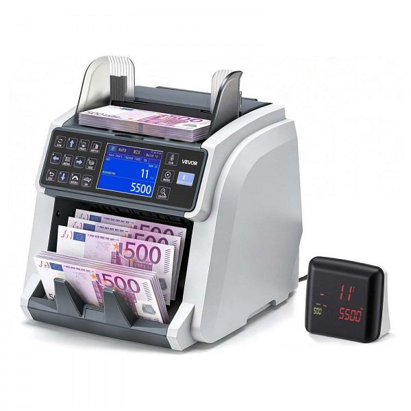 VEVOR Geldzählmaschine mit UV/MG/IR Falschgelderkennung, LED-Display, 1500 Banknoten/Min, für mehrere Währungen, SWDCJDBZZSTFHWYUX001V2