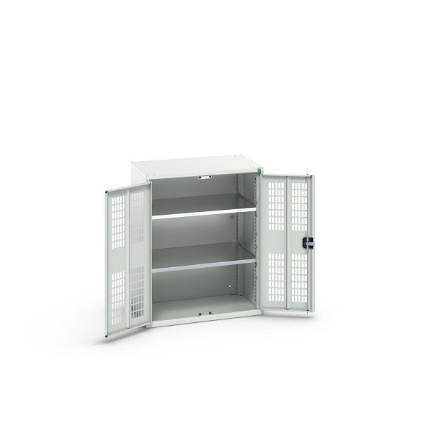 bott verso Flügeltürschrank mit Belüftung, mit 2 Fachböden, BxTxH: 800 x 550 x 1000 mm, Lichtgrau / Lichtgrau, 16926742.16