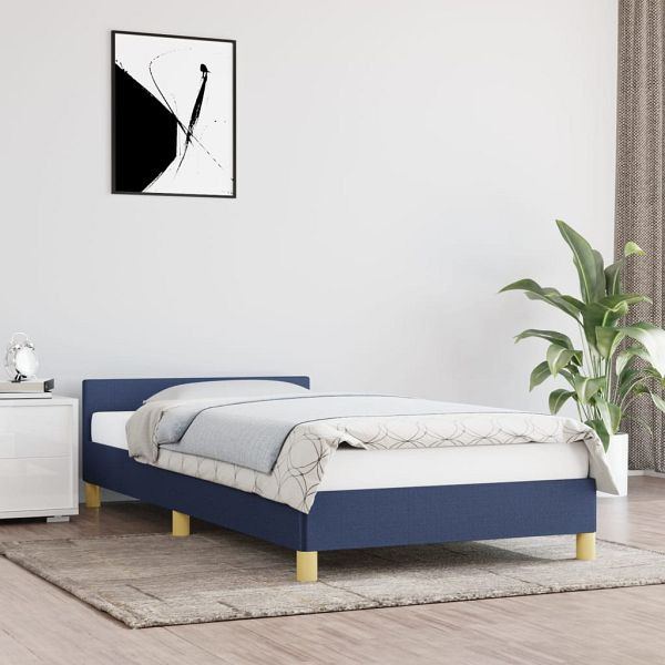 vidaXL Bettgestell mit Kopfteil Blau 90x190 cm Stoff, 347381