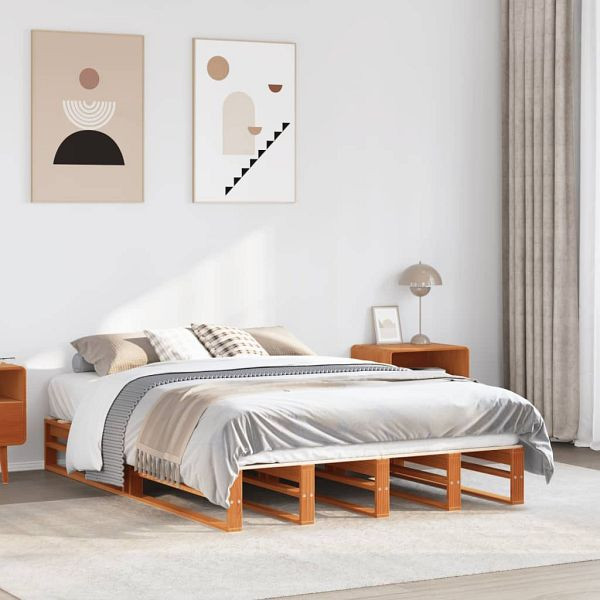 vidaXL Massivholzbett Wachsbraun 120x190 cm Kiefer, 850865
