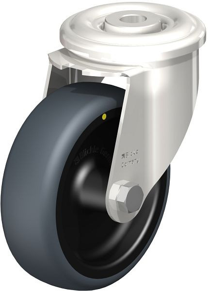 Blickle LEXR-TPA 102G-ELS Edelstahl-Lenkrolle mit Rückenloch, Thermoplastisches Gummi-Elastomer, Grau, 853610