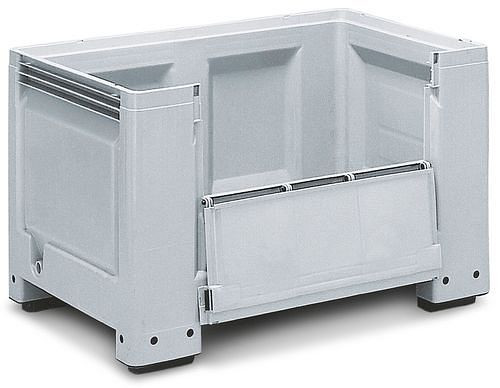 DENIOS Palettenbox PB 10-FK aus Kunststoff, mit 4 Füßen und Frontklappe, 670 Liter, 117886