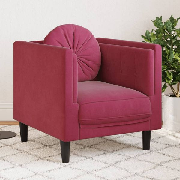 vidaXL Sofasessel mit Kissen Weinrot Samt, 372626, 8721012400122