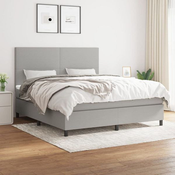 vidaXL Boxspringbett mit Matratze Hellgrau 180x200 cm Stoff, 3141633