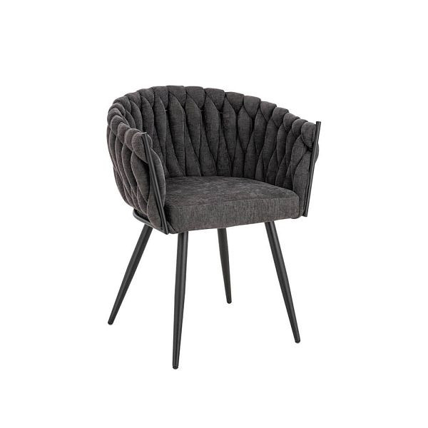 HOME DELUXE Esszimmerstuhl gewebt AYLA - Dunkelgrau 2er Set, 74099