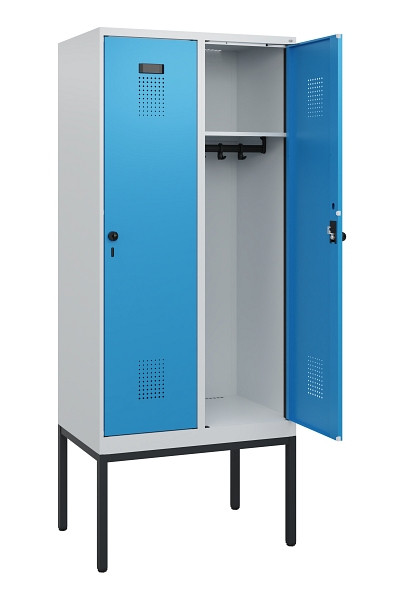 C+P Spind Evolo PLUS, Gestell, 2 Abteile, 1950x800x500mm, 7035/5012, Drehriegel, 0490305-22 S10007