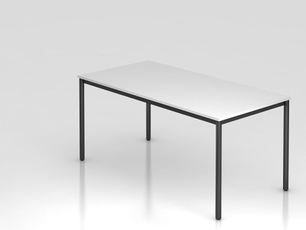 Hammerbacher Besprechungstisch Rundfuß 160x80 Weiß/Schwarz, Rechteckform, VDR16/W/D