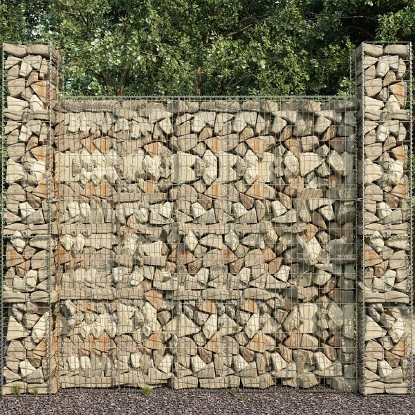vidaXL Gabionenwand mit Abdeckung Verzinkter Stahl 600 x 50 x 200 cm, 145089