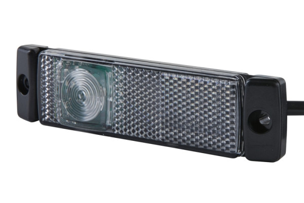 HELLA Positionsleuchte, LED, 24V, Anbau/Schraubanschluss, Lichtscheibenfarbe: glasklar, LED-Lichtfarbe: weiß, Kabel: 1300mm, vorne, 2PG 008 645-541