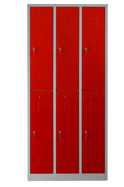 Gürkan Garderobenschrank, 50 x 90 x 195 cm, Lichtgrau, Feuerrot, EU Zylinderschloss, WRC.6(3.2).19590, 106122