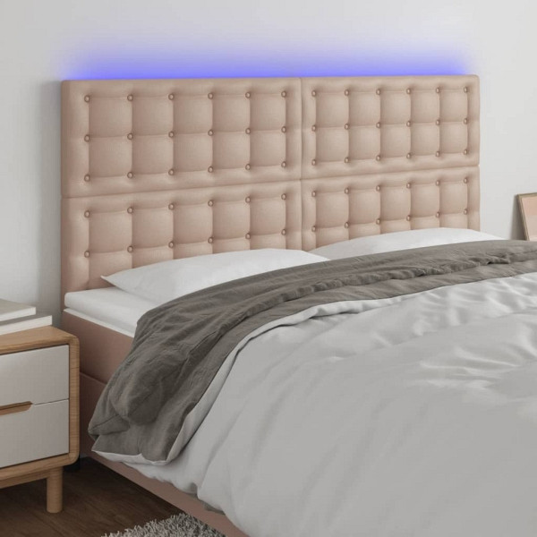 vidaXL LED Kopfteil Cappuccino-Braun 160x5x118/128cm Kunstleder, 3122525