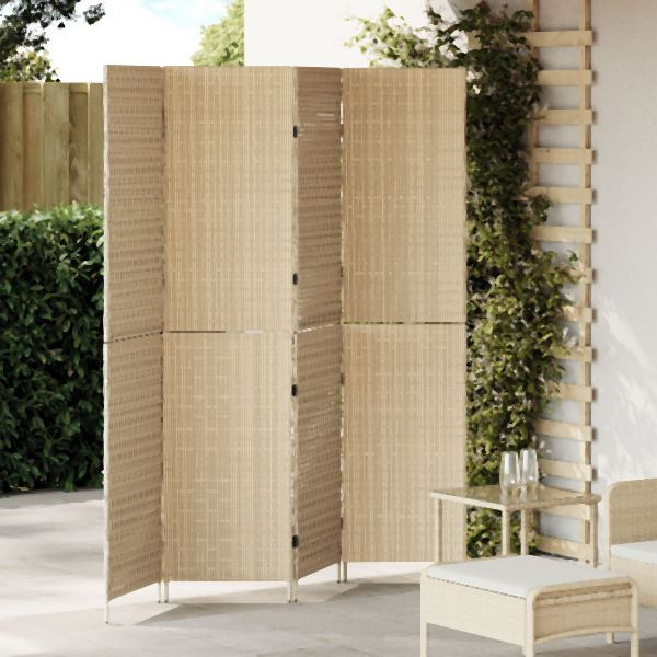 vidaXL Raumteiler Beige Rattan Hoch Faltbar Raumteiler Rechteckig, 42003675