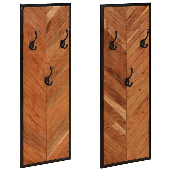 vidaXL Wandgarderobe 2 Stk. 35x1x90 cm Massivholz Akazie, 373621