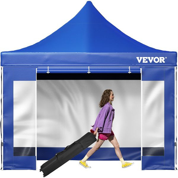 VEVOR Faltpavillon 3x3m Gartenzelt Pavillon PVC Zelt faltbar Blau, DCSLTZP1010FTHPWAV0
