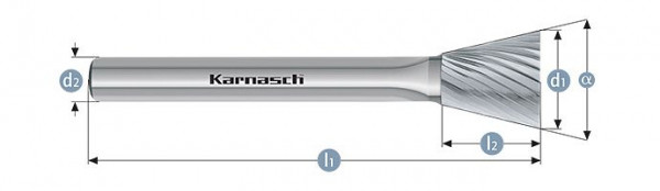 Karnasch Hartmetall-Frässtift unbeschichtet WKN/ HP-2 d1=3 / l2=5 / d2=3 / l1=38mm, VE: 10 Stück, 113099005