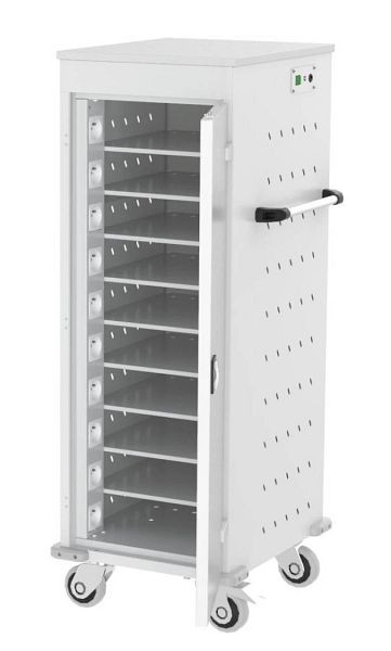Eurobox Laptopwagen, Akkuladewagen mit Steckdosen, 1 Säule, 10 Fächer, 1300-053110