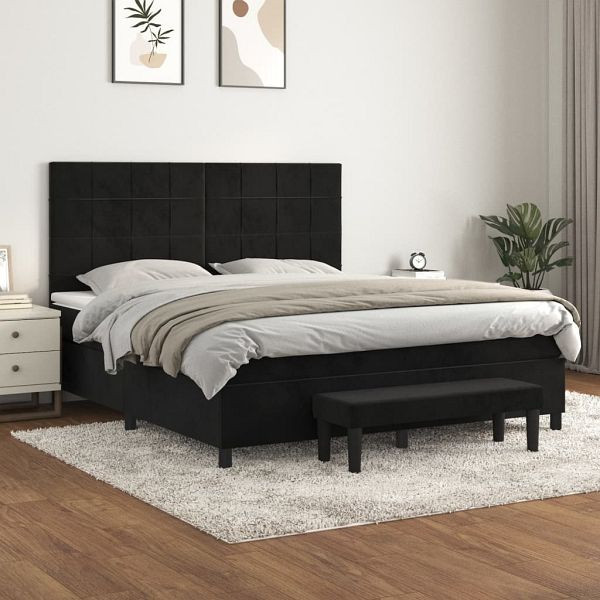 vidaXL Boxspringbett mit Matratze Schwarz 160x200 cm Samt, 3137853