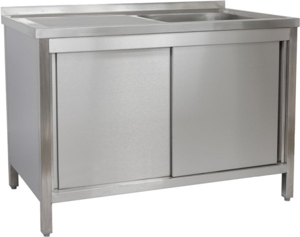 A&S Polarny Spülschrank 1200 x 700 x 850 mm 1 Becken rechts, mit Schubladenblock, 700 mm Tiefe, SPSCHSB1271BR