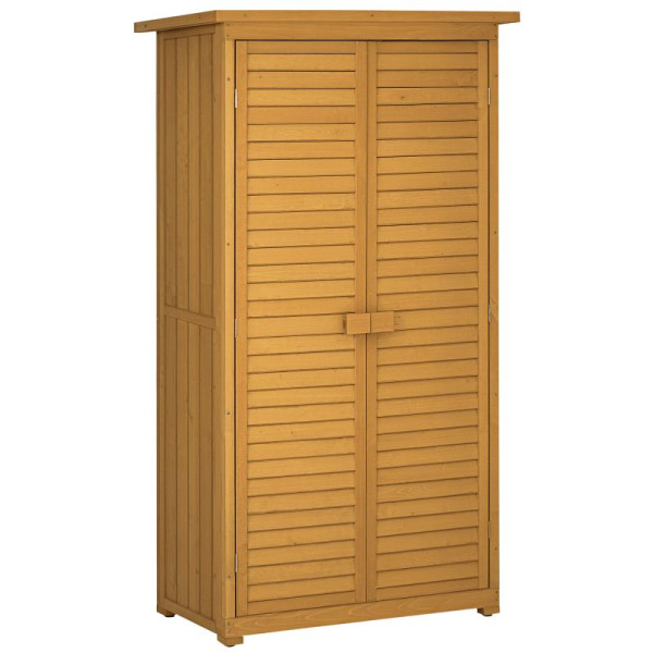 Outsunny Geräteschuppen mit Lamellentüren 3 Regale wetterbeständig 87 x 46,5 x 160 cm Tannenholz Braun, 845-247