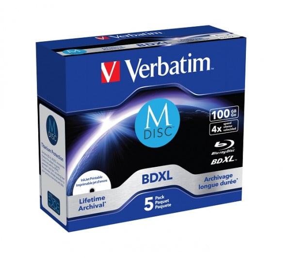 Verbatim M-DISC Blu-Ray BD-R 100GB 4x 5er JewelCase bedruckbar, 43834